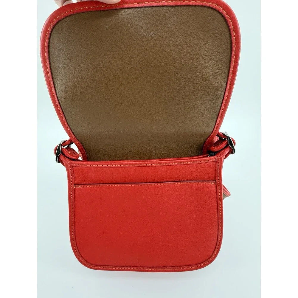 Disney Coach Mickey Mouse Ear Saddle Crossbody Bag Red Leather